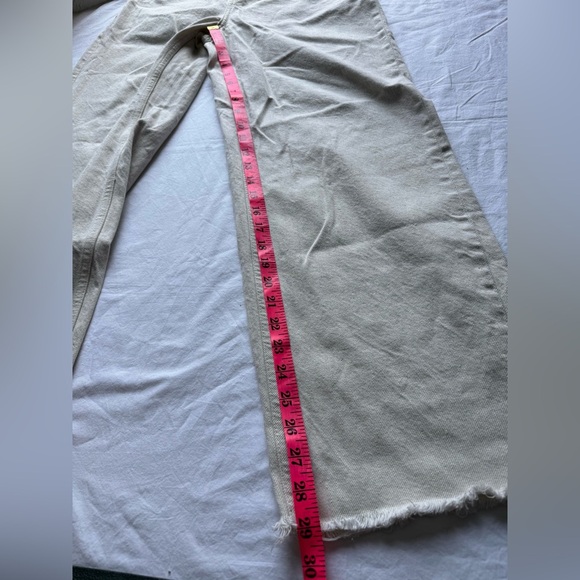 Zara Tan Sand High Waist Wide Leg Denim Jeans 10 - Picture 9 of 11